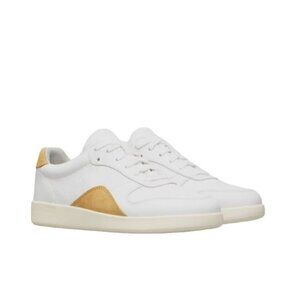 Everlane The ReLeather Court Sneaker in White Mustard New Womens Casual Shoe